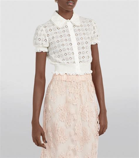 Womens Gucci neutrals G Floral Broderie Anglaise Shirt 